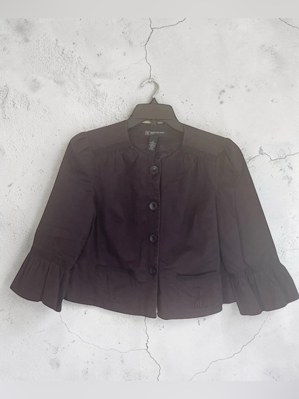 INC International Concepts Black Button-Front Petite Shirt